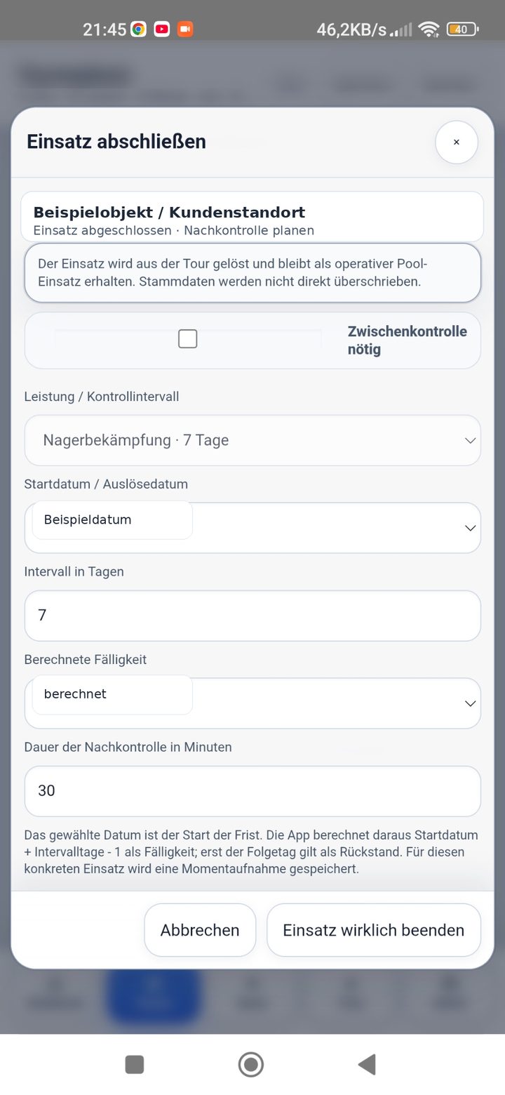 Einsatz abschließen und Nachkontrolle planen