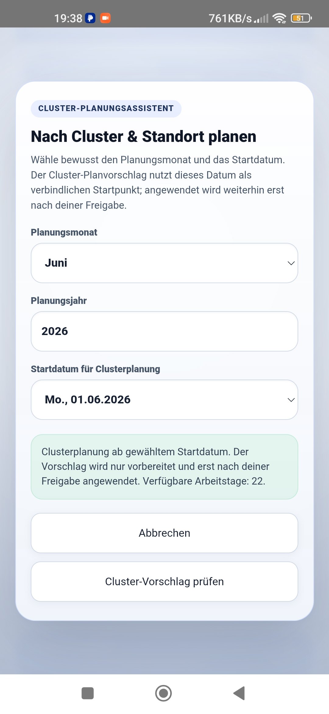 Clusterplanung und Standortplanung in der Tourenplaner App