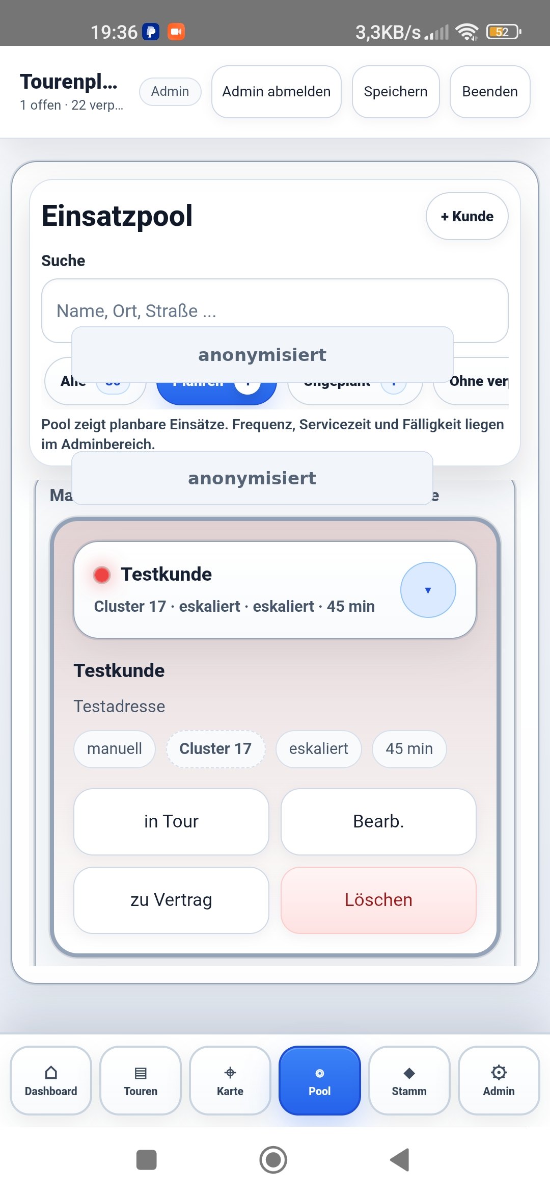 Manuelle Einsatzplanung in der Tourenplaner App für fahrintensive Dienstleister